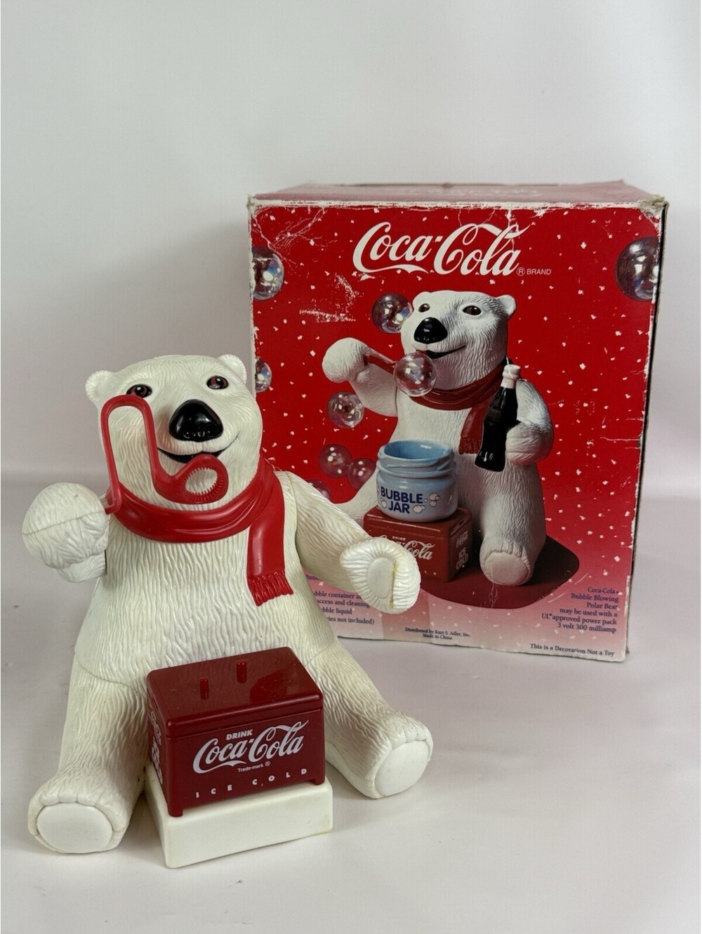 Coca-Cola Polar Bear Bubble Blowing Decor Original Box Vintage 1996 Missing Jar